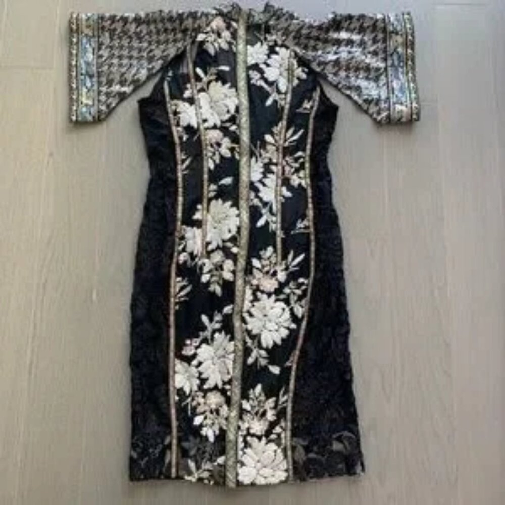 NWT Byron Lars Anthropologie Cormier Column Sequin Kimono Dress Size 8 $765 NEW